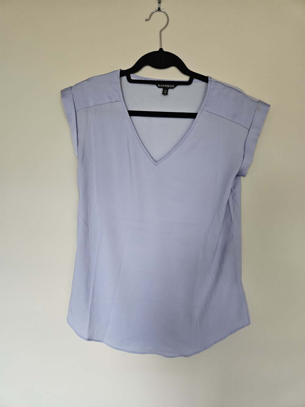 Express Lavender Cap-Sleeve V-Neck Blouse